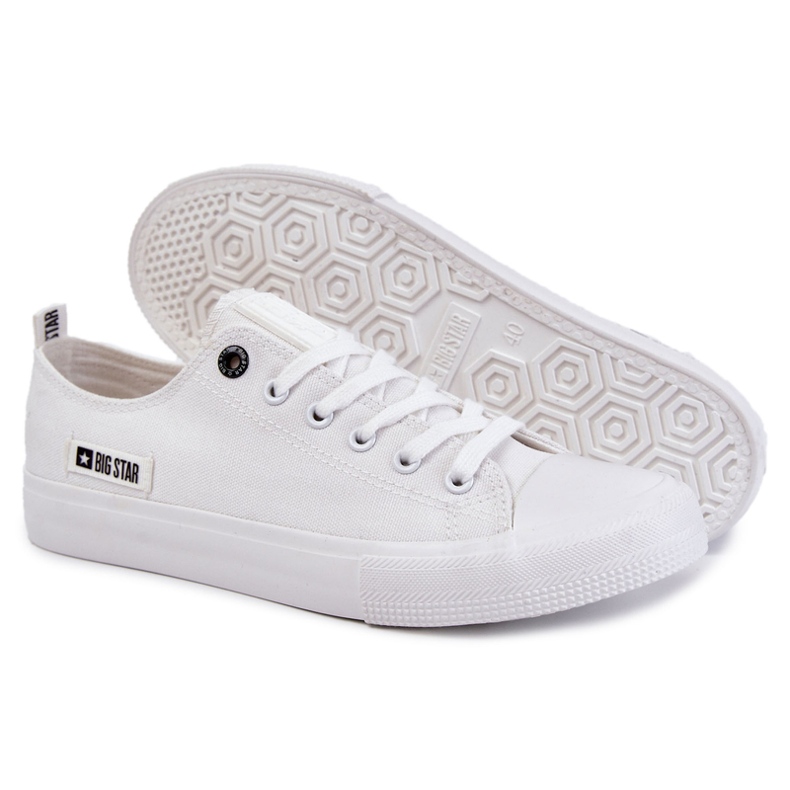 Big Star Sneakery s nízkým materiálem pro muže Velká hvězda KK174006 WHITE bílý 4