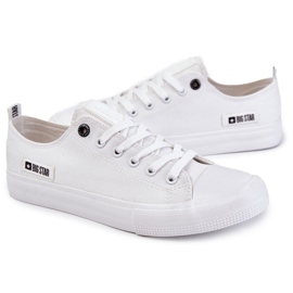 Big Star Sneakery s nízkým materiálem pro muže Velká hvězda KK174006 WHITE bílý 3