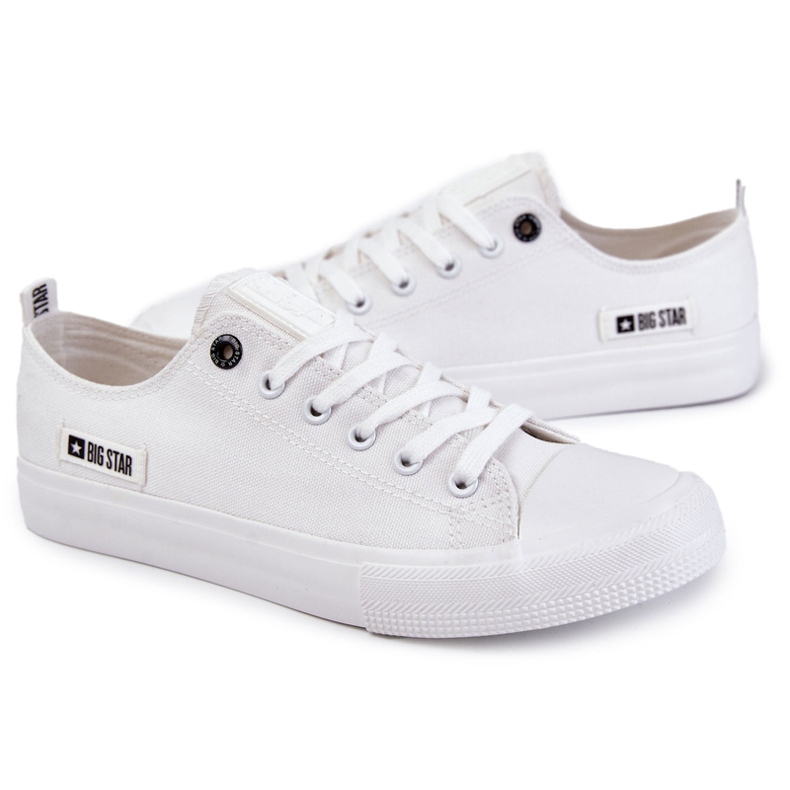 Big Star Sneakery s nízkým materiálem pro muže Velká hvězda KK174006 WHITE bílý 3