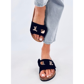 Loups Černé korkové pantofle s medvídkem černá 1