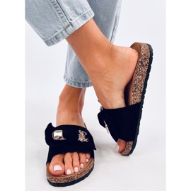 Loups Černé korkové pantofle s medvídkem černá 2