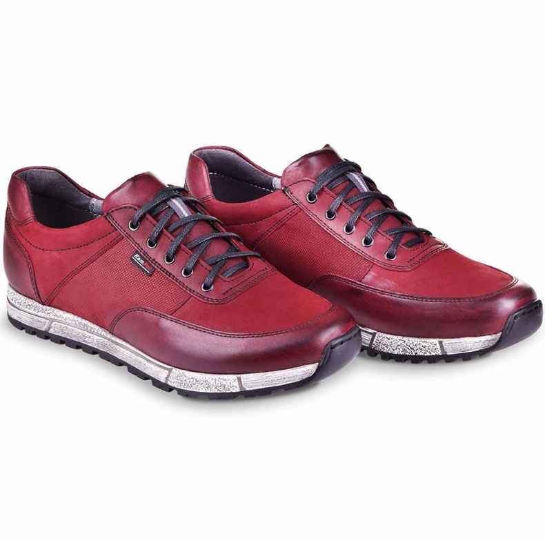 Kampol Pánské neformální kožené boty 31/34 kaštanové barvy červený 1