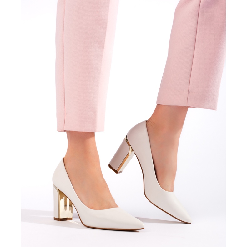 Dámské bílé lodičky na vysokém podpatku bílý 1