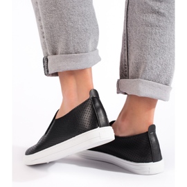 Prolamované slip-on tenisky, černé černý 2
