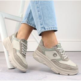 Béžové dámské kožené sportovní boty Filippo DP6108/24 BE béžový 1