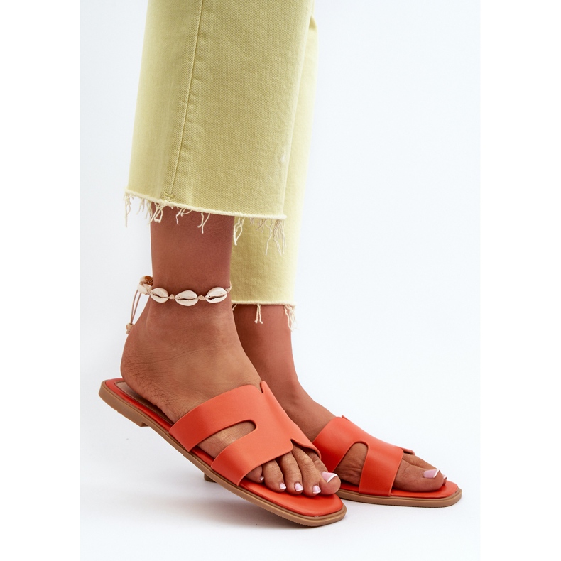 Dámské ploché žabky s výřezy Oranžová Fiviama oranžový 2 Dámské ploché žabky s výřezy Oranžová Fiviama oranžový 2