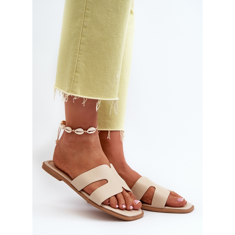 Dámské ploché žabky s výřezy Béžová Fiviama béžový 2