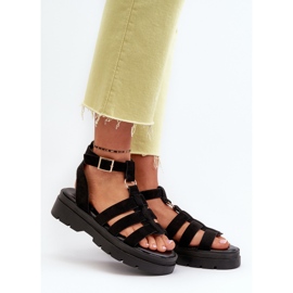 Dámské sandály Gladiator vyrobené z Eco Suede Black Dorameia černá 1