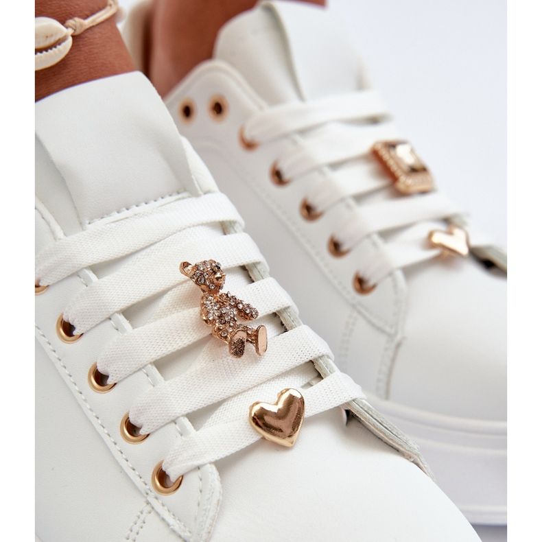 Dámské tenisky na platformě s kolíky z eko kůže, bílá Cavisa bílý 2