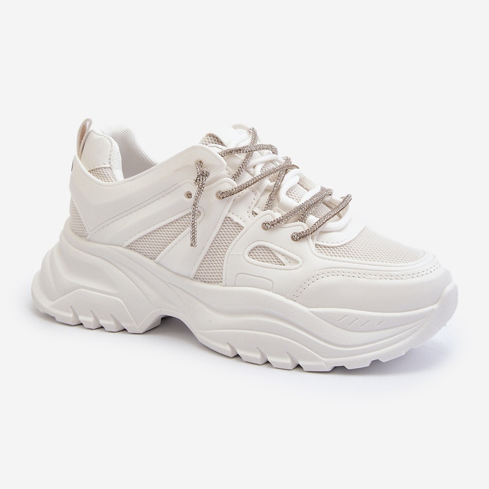 Dámské tenisky na masivní podrážce s ozdobným šněrováním bílá Relissa bílý 1