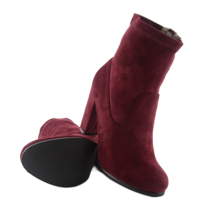 Podzimní vysoké podpatky A921 vínově červené 2