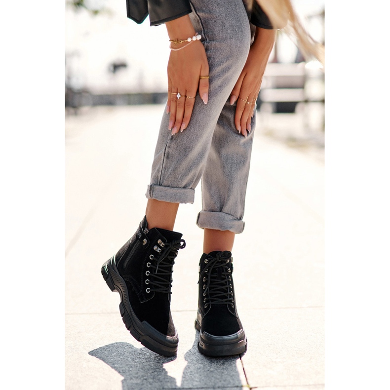 PS1 Dámské zateplené semišové kotníkové boty Jailina Trapper černá 2