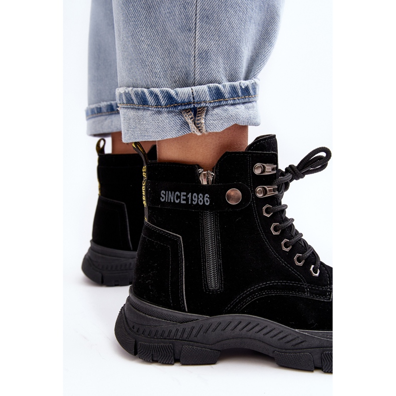 PS1 Dámské zateplené semišové kotníkové boty Jailina Trapper černá 1