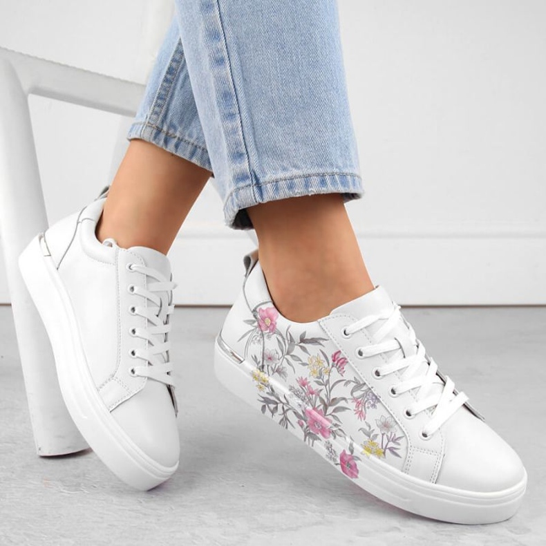 Filippo W PAW525 kožené sportovní boty, květiny bílý 1