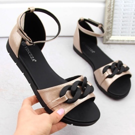 Dámské ploché sandály s řetízkem, zlaté Vinceza 17320 zlatý 1