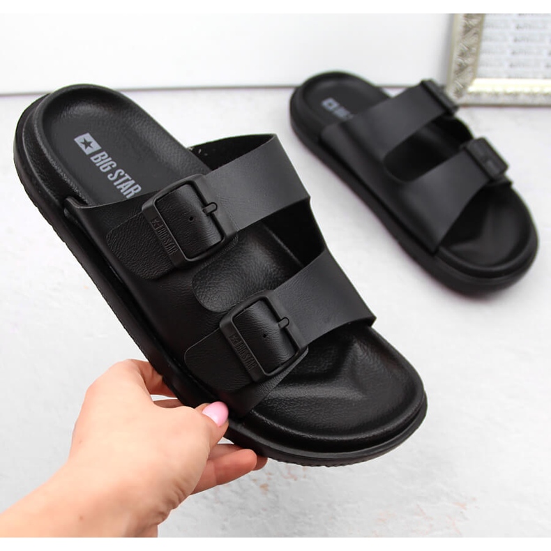 Dámské pěnové žabky s přezkami, černé Big Star NN274A750 černá 1