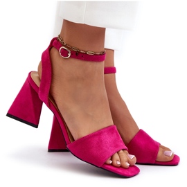Vinceza Dámské sandály na vysokém podpatku vyrobené z Eco Suede Fuchsia Upttima růžový 11
