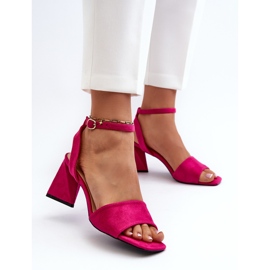 Vinceza Dámské sandály na vysokém podpatku vyrobené z Eco Suede Fuchsia Upttima růžový 5