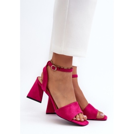 Vinceza Dámské sandály na vysokém podpatku vyrobené z Eco Suede Fuchsia Upttima růžový 4