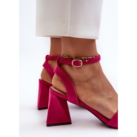 Vinceza Dámské sandály na vysokém podpatku vyrobené z Eco Suede Fuchsia Upttima růžový 2