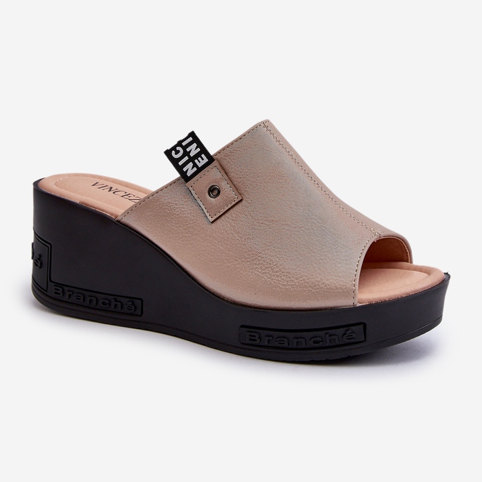 Vinceza Dámské žabky na klínu Golden Vleni zlatý 1