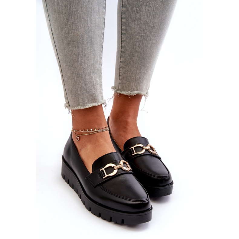 Evento Dámské Mokasíny Na Platformě S Dekorací, černá černý 2