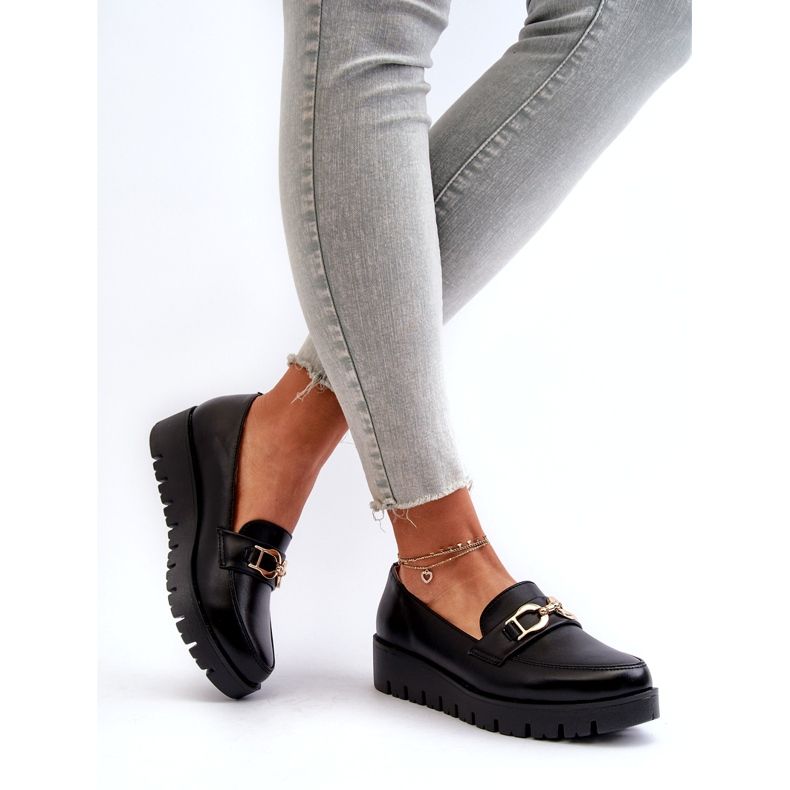 Evento Dámské Mokasíny Na Platformě S Dekorací, černá 3