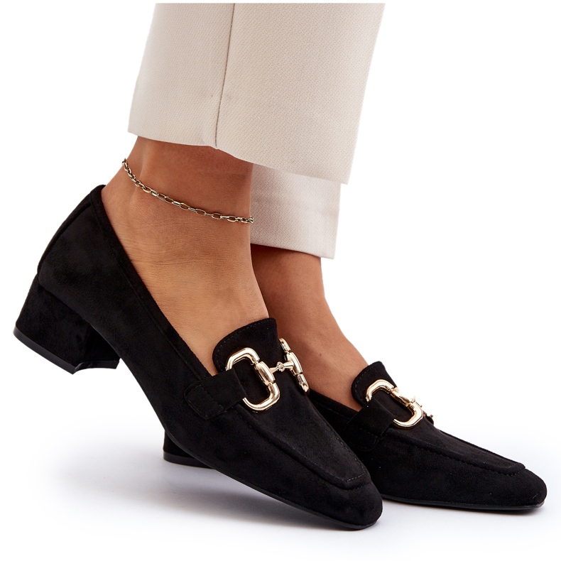 Bellucci Blokové lodičky na nízkém podpatku se zdobením, černé černá 4