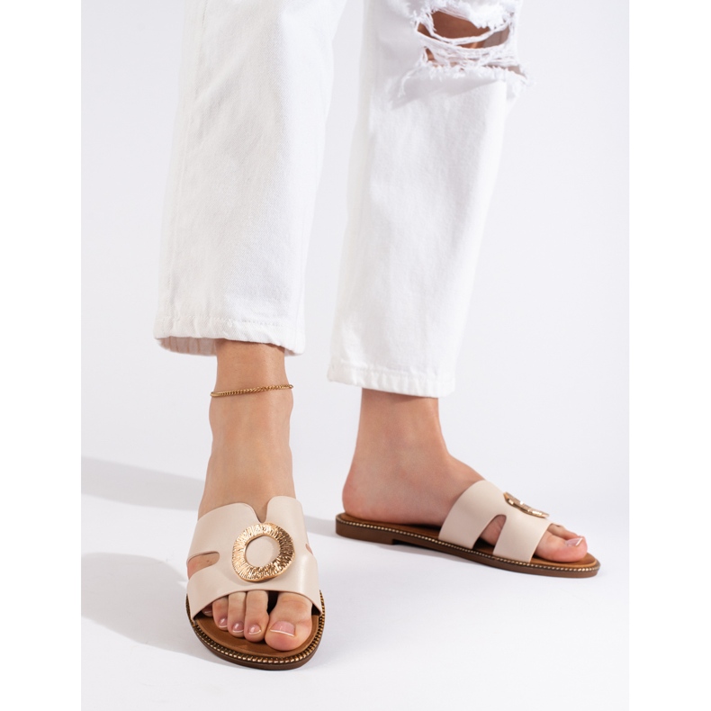 Béžové dámské ploché skluzavky béžový 2 Béžové dámské ploché skluzavky béžový 2