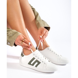 Bílé a zelené dámské tenisky bílý 1