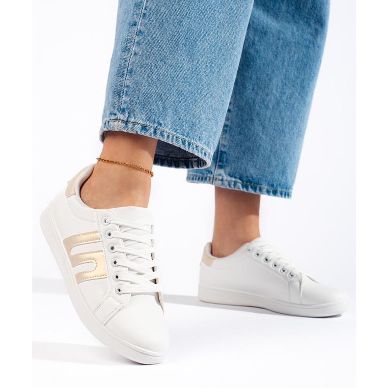 Bílé a zlaté dámské tenisky bílý 1