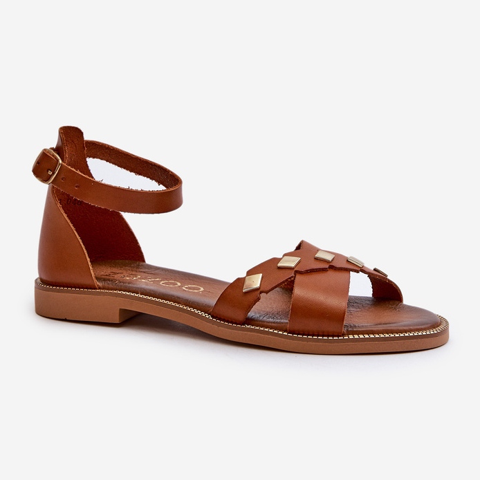 Zazoo 40378 dámské ploché kožené sandály, hnědé hnědý 2