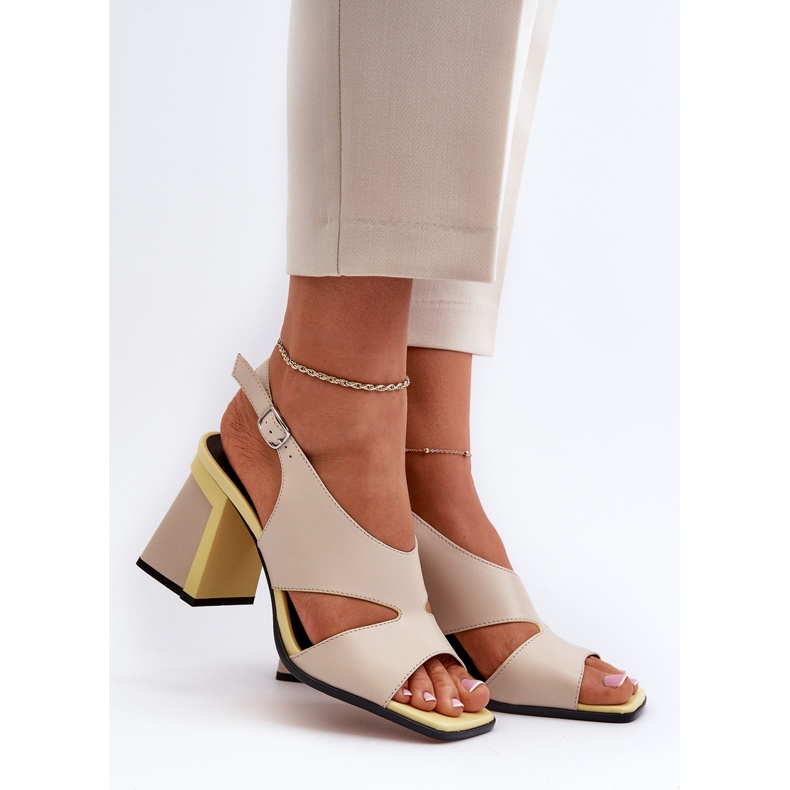 S.Barski Dámské sandály na vysokém podpatku Béžová D&amp;A MR38-153 béžový 2