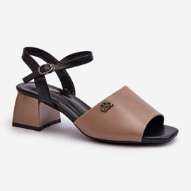 Vinceza Elegantní dámské sandály vyrobené z eko kůže na bloku, béžová Vattima béžový 1