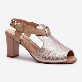 Jezzi Dámské sandály na vysokém podpatku vyrobené z eko kůže, zlatá Queenmarie zlatý 1