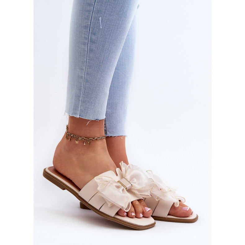 Dámské ploché žabky s mašlí, béžová Balinda béžový 2