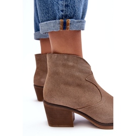 S.Barski Semišové kovbojské boty se zipem D&amp;A SN622-29 tmavě béžová béžový 3