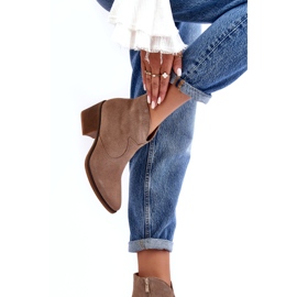 S.Barski Semišové kovbojské boty se zipem D&amp;A SN622-29 tmavě béžová béžový 2