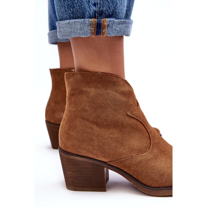 S.Barski Semišové kovbojské boty se zipem D&amp;A SN622-29 Camel hnědý 2