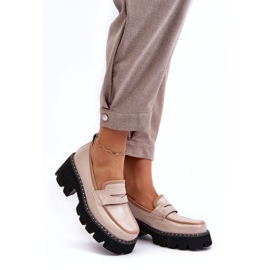 S.Barski Kožené dámské mokasíny D&amp;A MR870-32 Béžová béžový 1