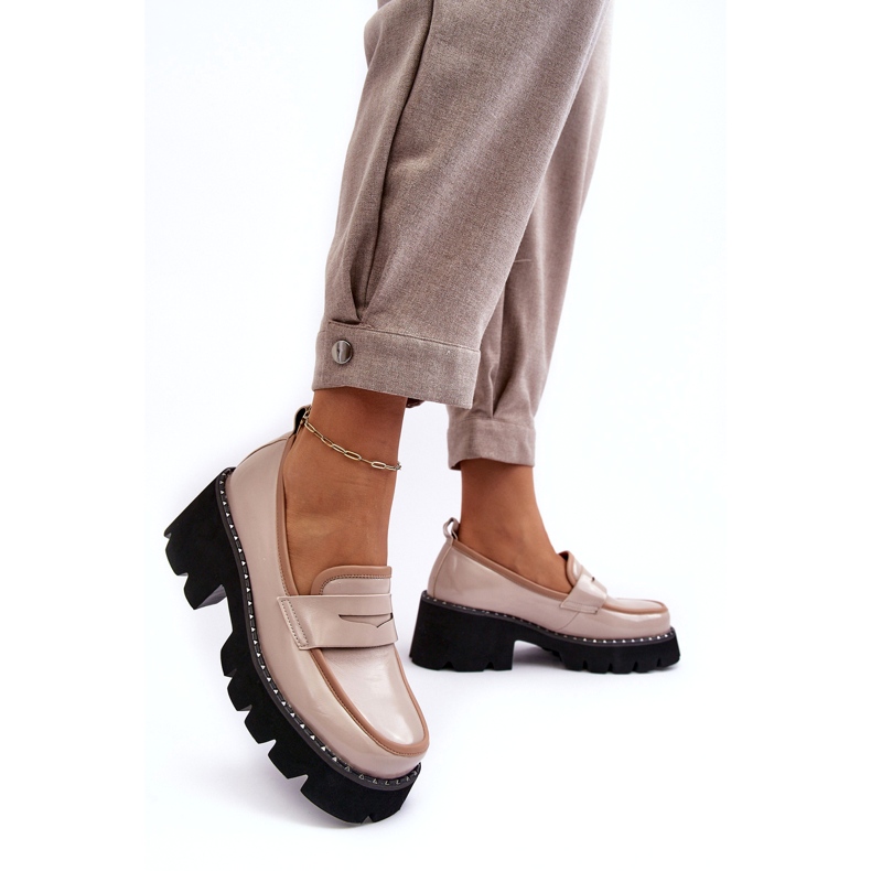 S.Barski Kožené dámské mokasíny D&amp;A MR870-32 Béžová béžový 2