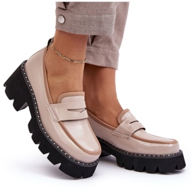 S.Barski Kožené dámské mokasíny D&amp;A MR870-32 Béžová béžový 4