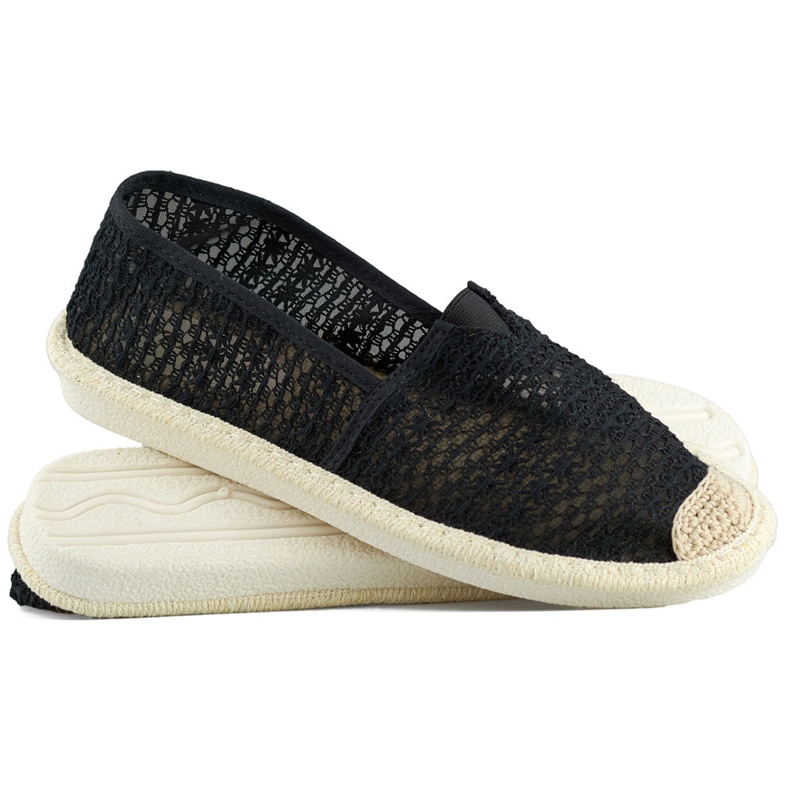 Černé síťované espadrilky, vzdušné dámské espadrilky černý 1