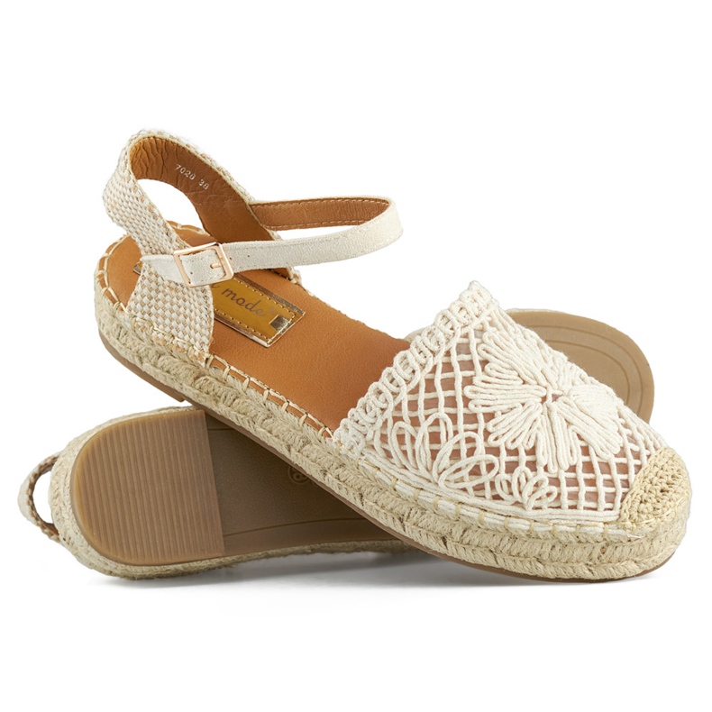 Béžové espadrilkové sandály se silnou podrážkou, splétané espadrilky béžový 1