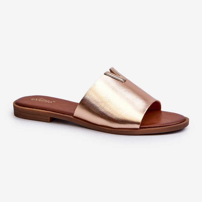 Dámské žabky z eko kůže na plochém podpatku, zlatá Maliha zlatý 1