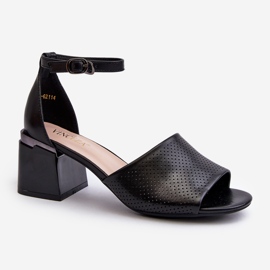 Vinceza Dámské sandály na vysokém podpatku vyrobené z eko kůže, černá Horissa 1