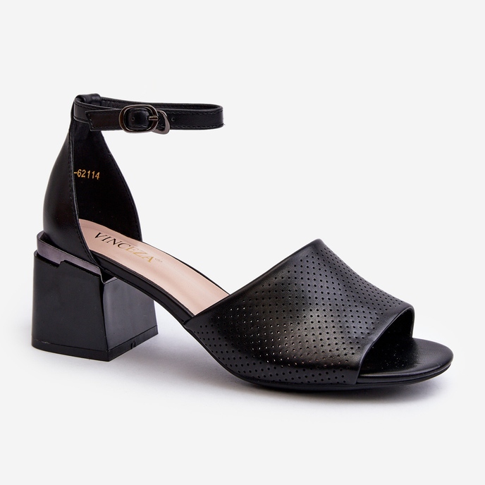 Vinceza Dámské sandály na vysokém podpatku vyrobené z eko kůže, černá Horissa 1