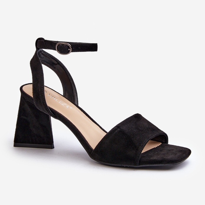 Vinceza Dámské sandály na vysokém podpatku vyrobené z Eco Suede Black Upttima černý 1
