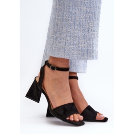 Vinceza Dámské sandály na vysokém podpatku vyrobené z Eco Suede Black Upttima černá 2