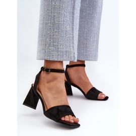 Vinceza Dámské sandály na vysokém podpatku vyrobené z Eco Suede Black Upttima černá 3